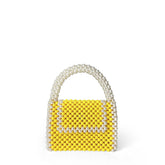 Sac à main rétro fait main avec boîte à texture avancée, petit sac carré jaune, assorti à tout